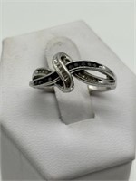 Sterling Silver Black & White CZ Ring