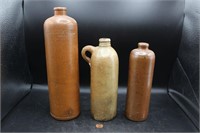 3 Antique Stoneware German Wine/Beer Bottles