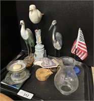 Decorative Birds, Hurricane Glass.