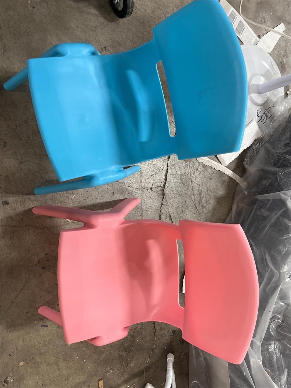 Two little chairs blue  and pink