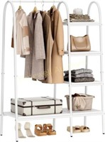 DlandHome Metal Garment Rack w/ Shelves  White