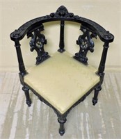 Fine French Neo Renaissance Ebonized Corner Chair.