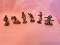 6 Solid Brass Sports Mini Figurines