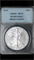 2016 ASE Silver Eagle ANACS MS70
