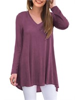 P537 V Neck Tunic Top Long Sleeve Medium