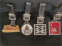 4 - RAILROAD ADVERTISING WATCH FOBS