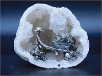 PYRITE MINER IN GEODE ROCK STONE LAPIDARY SPECIMEN