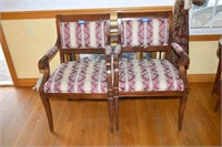 Matching Pair of Wooden and Upholstered Arm