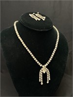 Vintage Rhinestone Necklace & Earrings