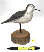 Roe carved wooden shore bird,