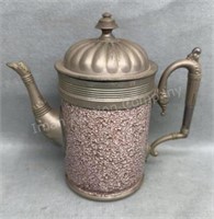 8in Granite over Silver Plate Coffee Pot, Copper