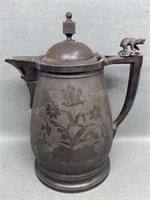 1868 Meriden Silver Plate Coffee Pot w/ Bear