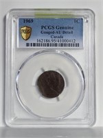 Canada 1969 Cent PCGS Genuine Gouged AU Detail