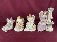 4 Beautiful Porcelain Angels- 2 With Cherubs, 1