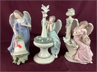 Three Beautiful Porcelain Angels- With Bell,