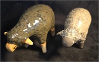 Pair Ceramic Sheep Glazed/Painted