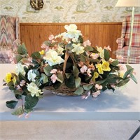 Wicker Basket & Faux Flowers