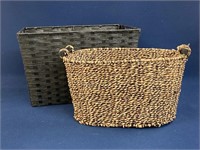 Woven basket and basket type storage basket, one