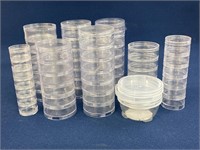 Assorted plastic containers for beads and crafts