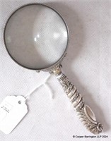 Victorian Silver Repousse Handled Magnifying Glass