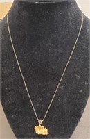 Marked 14K 19" Chain w/ Free-form Gold (?) Foil