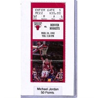 March 24 1992 Michael Jordan 50 Pt. Game Ticket