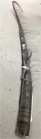Large scrimshawed baleen strip, has broken pieces