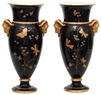 Pr. 16 in. Cobalt Porcelain Vases