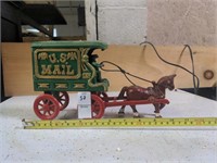Cast iron horse and mail cart