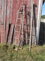 2 metal & 1 wood ladders