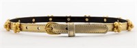 Yves Saint Laurent Gold-Tone Leather Belt