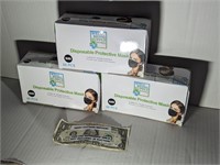 $18 Lot of 3 Boxes of 50ct 3ply Black Masks