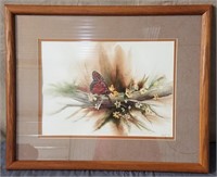 Butterfly/Floral Watercolor Framed Painting