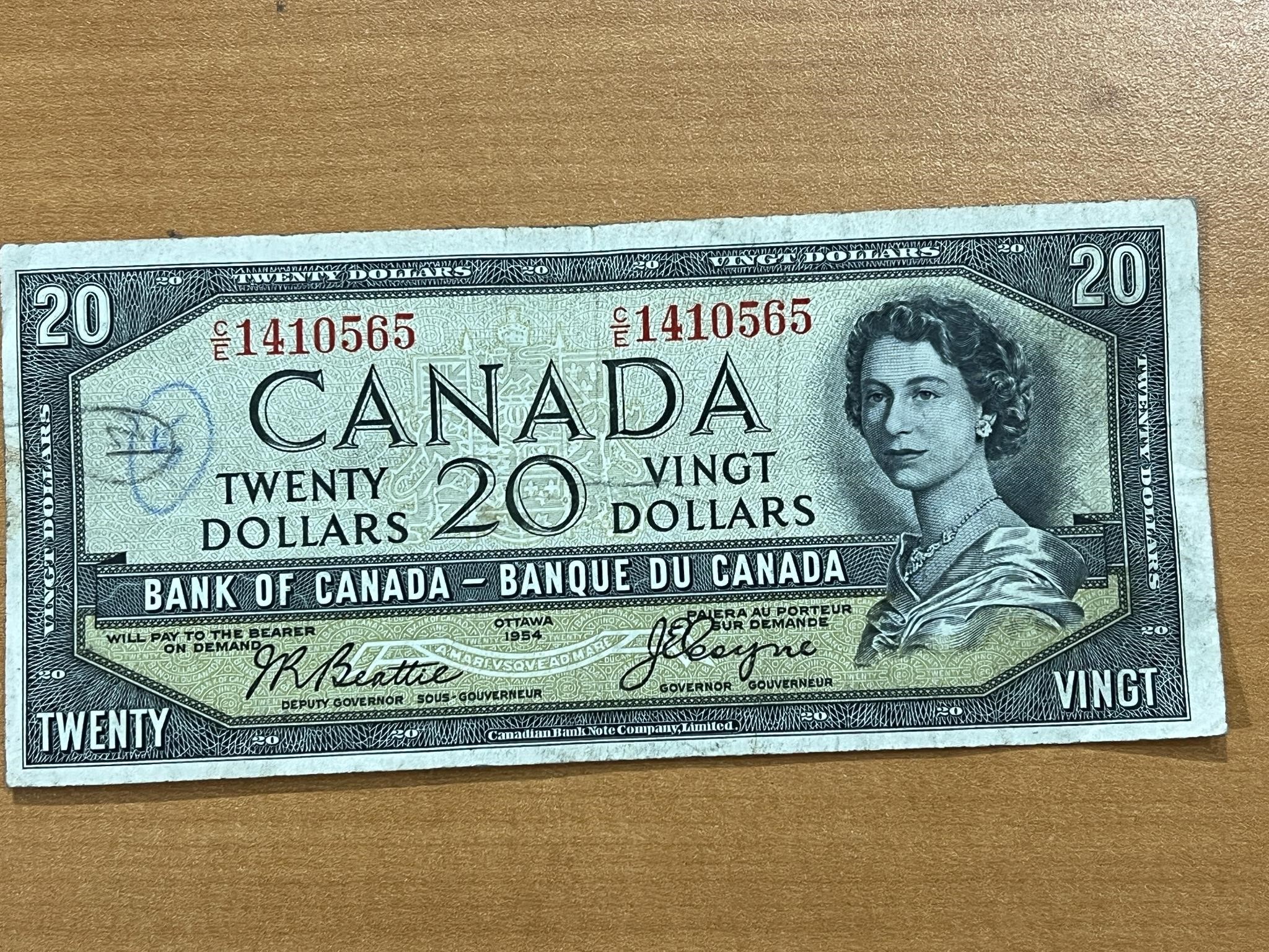 1954 Cdn $20 Devil's Hair Bank Note