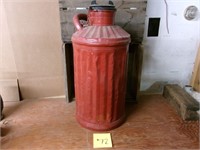 Antique 5 gal oil storage can red