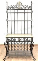 Victorian Influenced Iron & Marble Bakers Rack