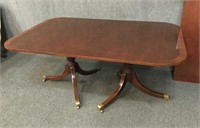 Double Pedestal Wood Dining Table w/Splayed Legs