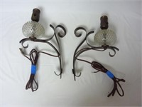 Vintage Wall Sconce Lamps ~ Metal & Glass