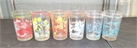 Lot of 6 vintage Looney tunes Flintstones glasses