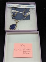 Sterling Silver & Sapphire Necklace and Earrings