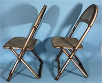 Antique Metal Kids Folding Chair Pair