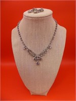 14" Rhinestone Necklace & 1" Dangle Earrings