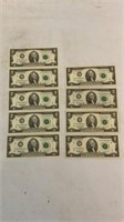 1995 $2 Bills (9) 
(5) In Sequence