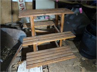 3ft Wood Picnic Table Style Display Planter Stand
