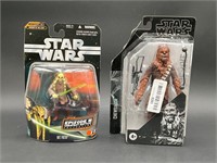 2 Star Wars Action Figures Chewbacca & Kit Fisto