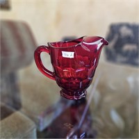 Ruby Red Viking Glass Georgian Honeycomb Pitcher