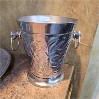 Vintage Aluminum Grape Motif Champagne Bucket