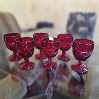 Ruby Red Viking Glass Georgian Honeycomb Goblets