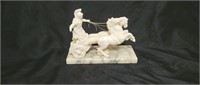 Antique Marble Roman Chariot Warrior & Horses