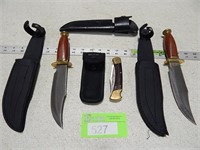 Buck folding knife, 2 hunting with sheaths and Buc